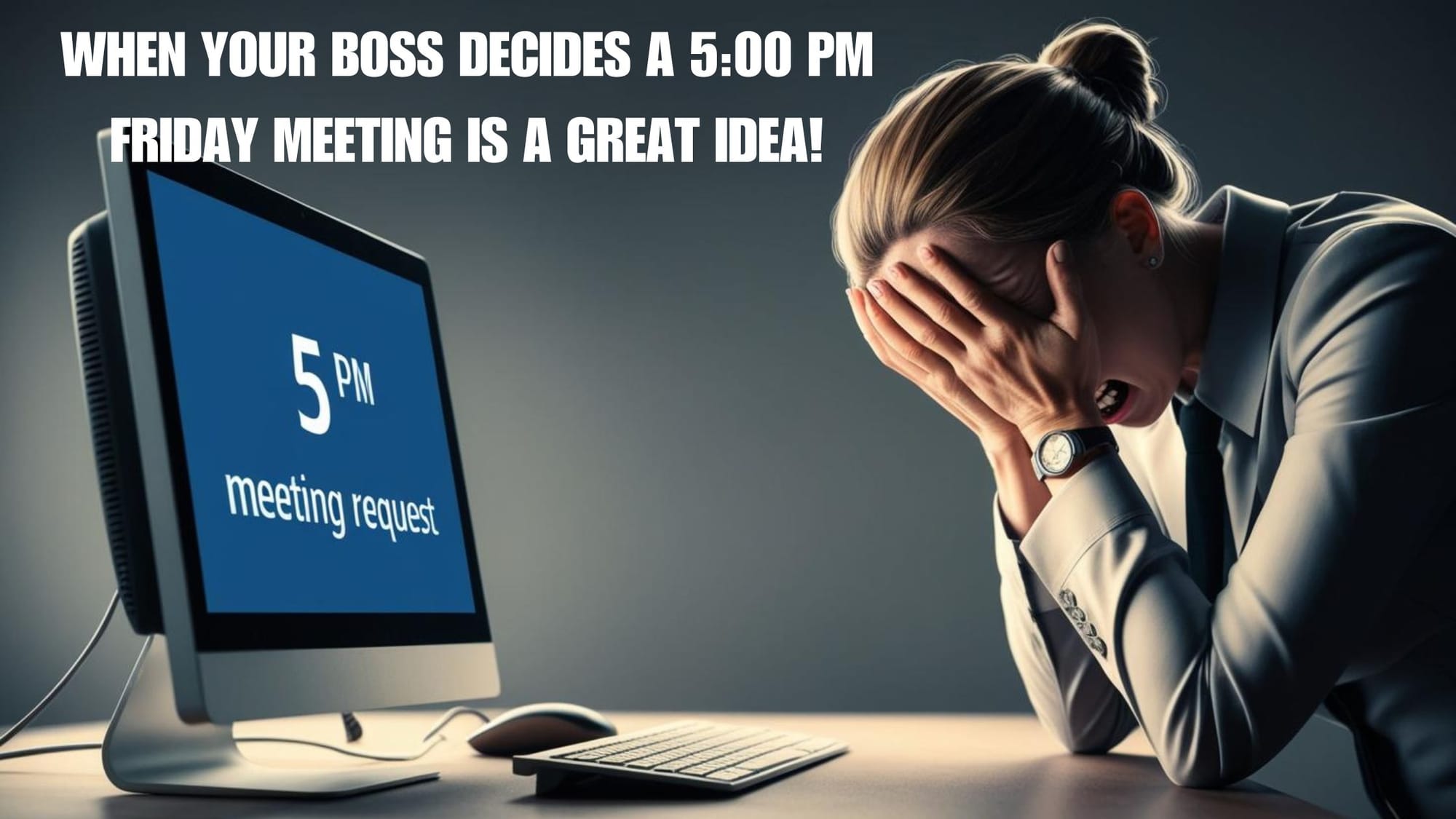 When Your Boss Decides A 5:00 PM Friday Meeting Is A Great Idea!